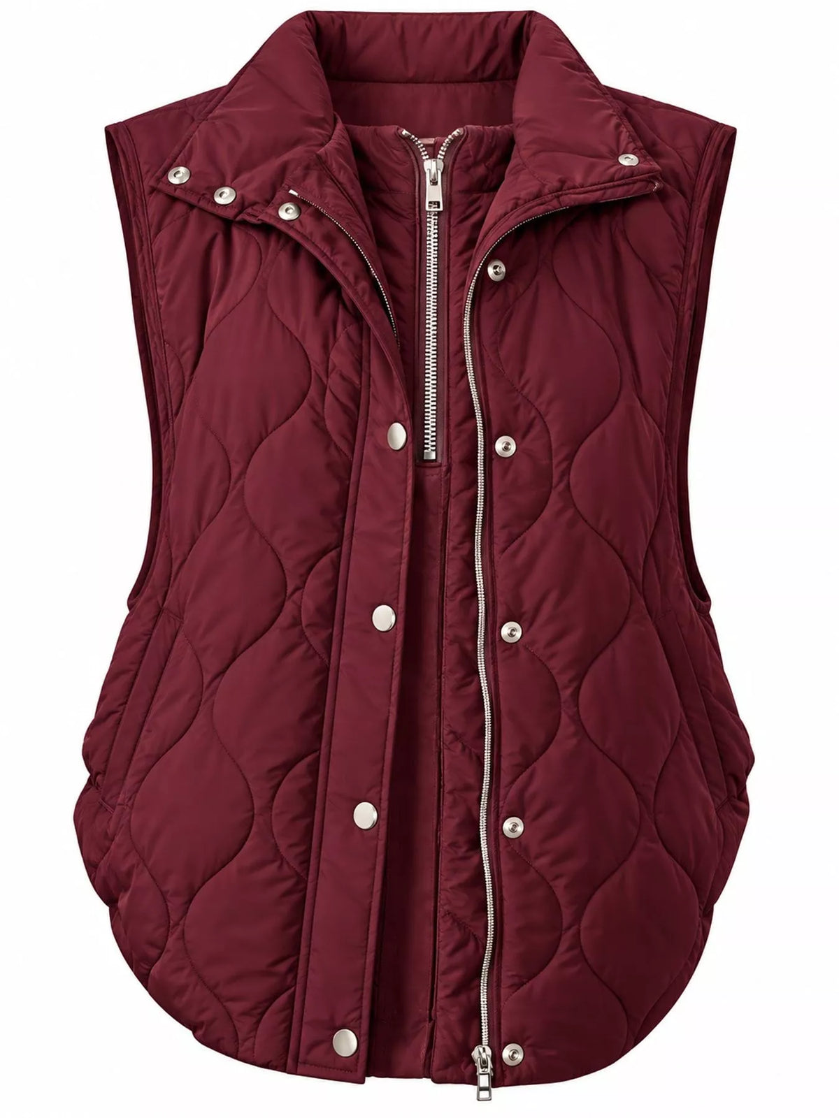 Quilted Snap Button Vest Coat