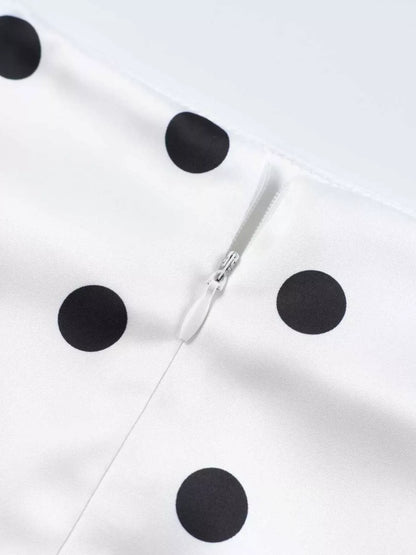 Polka Dot Midi Skirt with Lace Trim