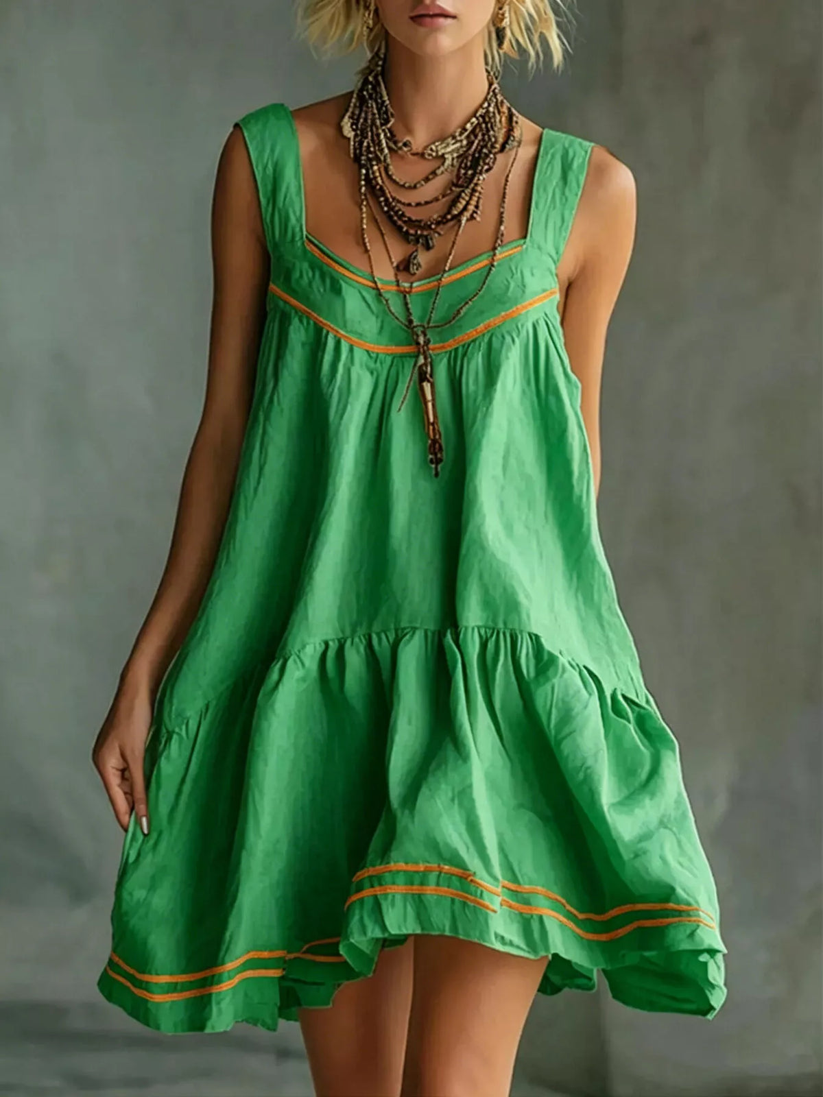 Full Size Sleeveless Tiered Mini Dress Plus Size