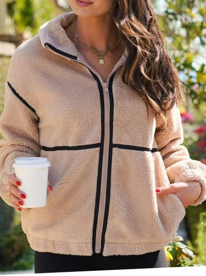 Stand Collar Cozy Sherpa Fleece Zip-Up Jacket