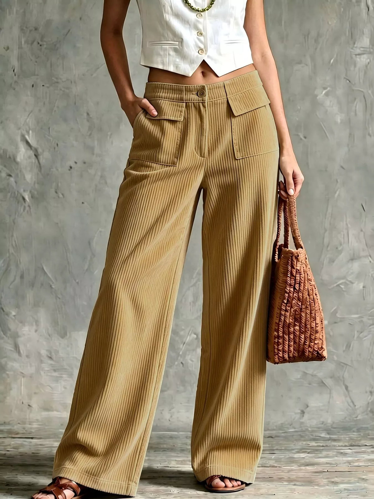 Plus Size Wide-Leg Corduroy Pants
