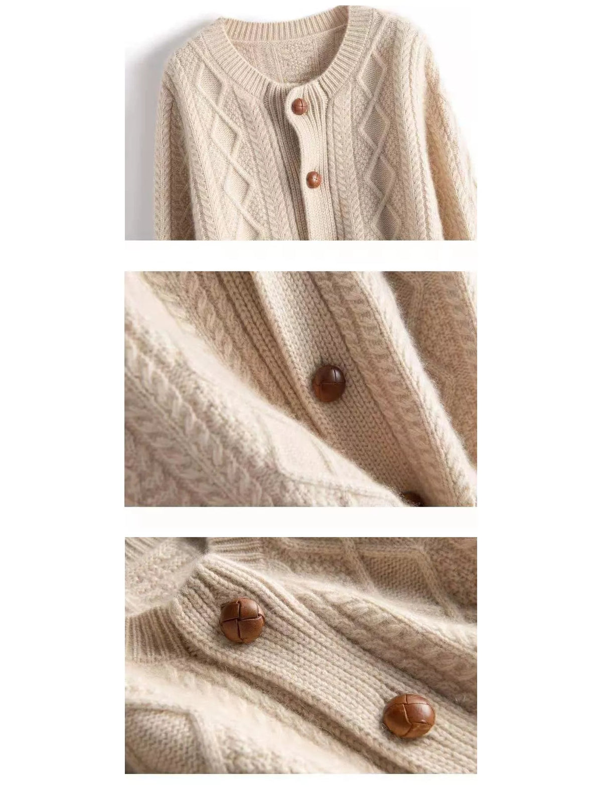 Cable-Knit Button-Down Cardigan