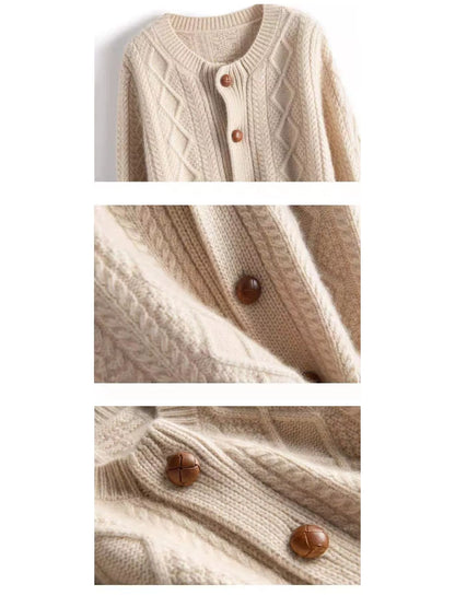 Cable-Knit Button-Down Cardigan