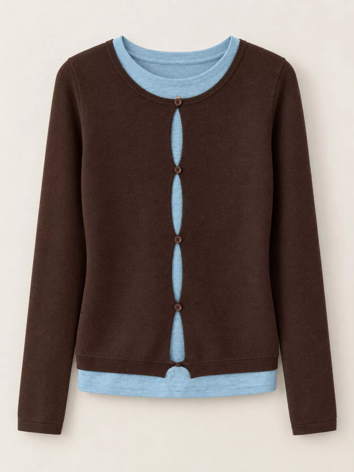Layered Look Long Sleeve Knit Top