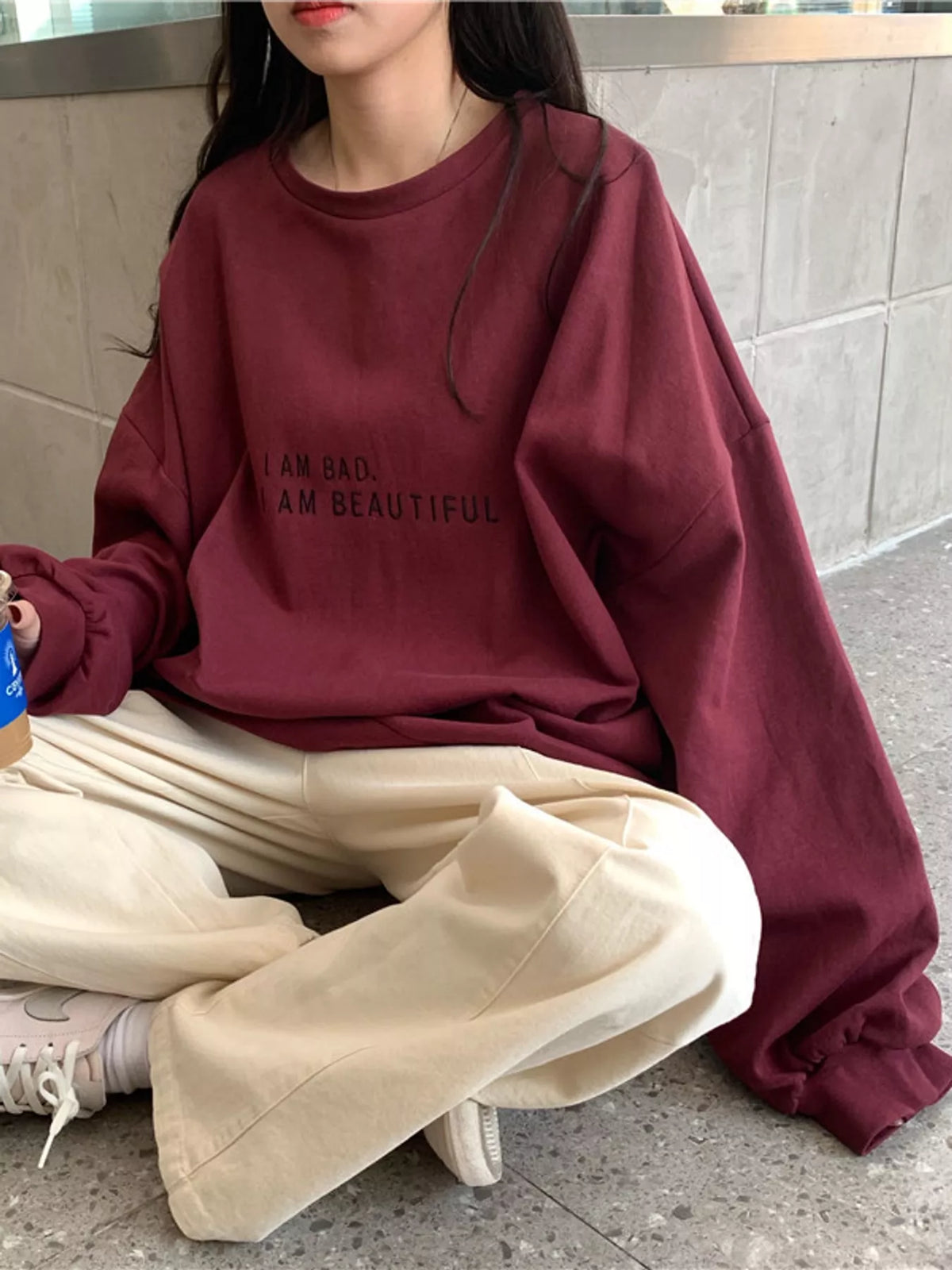 Letter Graphic Crew Neck Sweatshirt