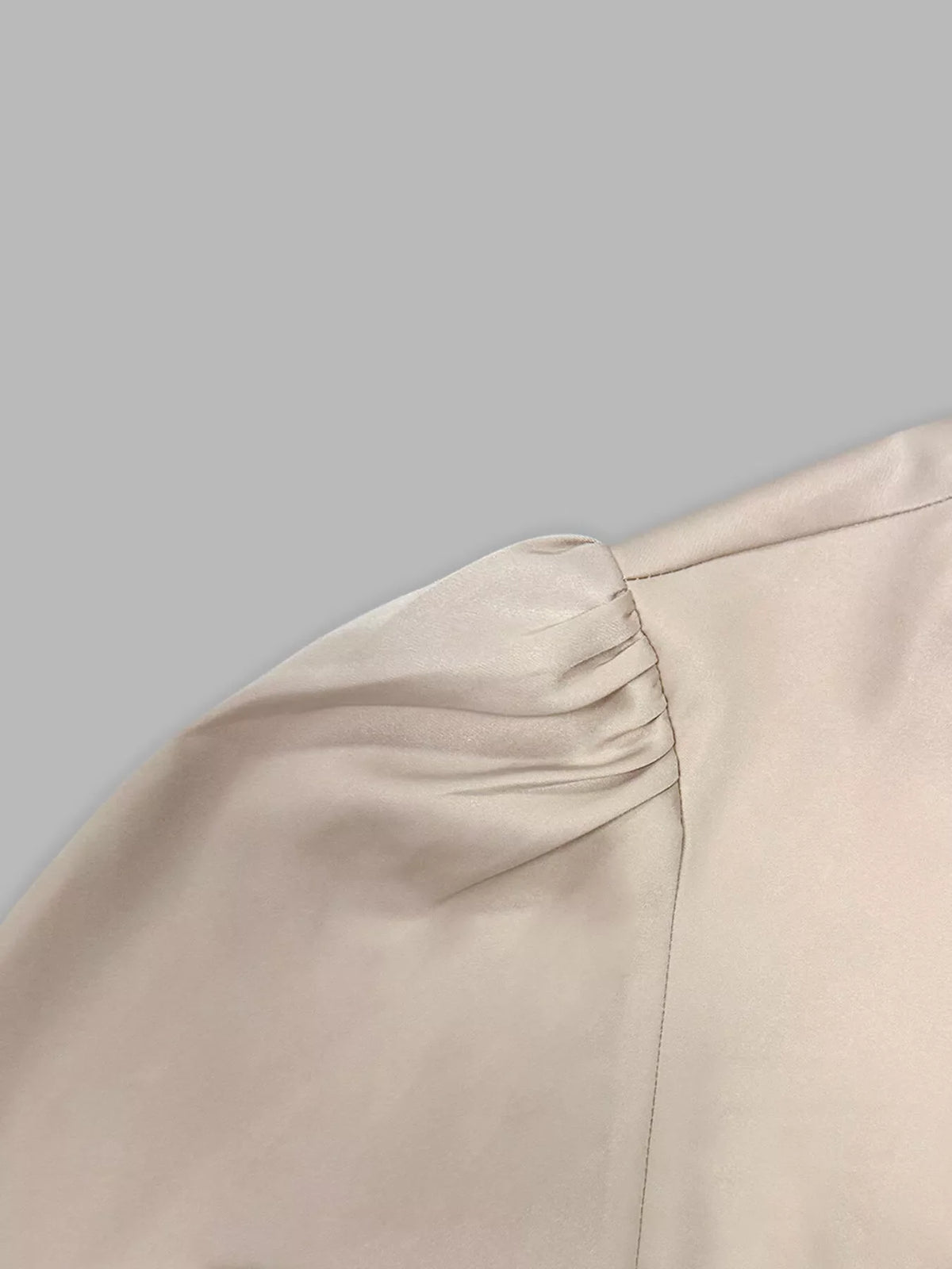 Long Sleeve Satin Ruched Midi Dress