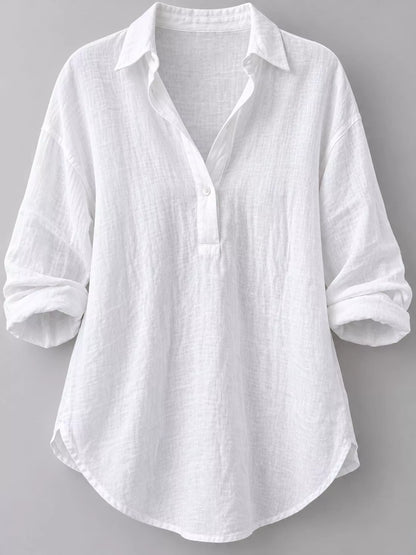 Collared Neck Long Sleeve Blouse