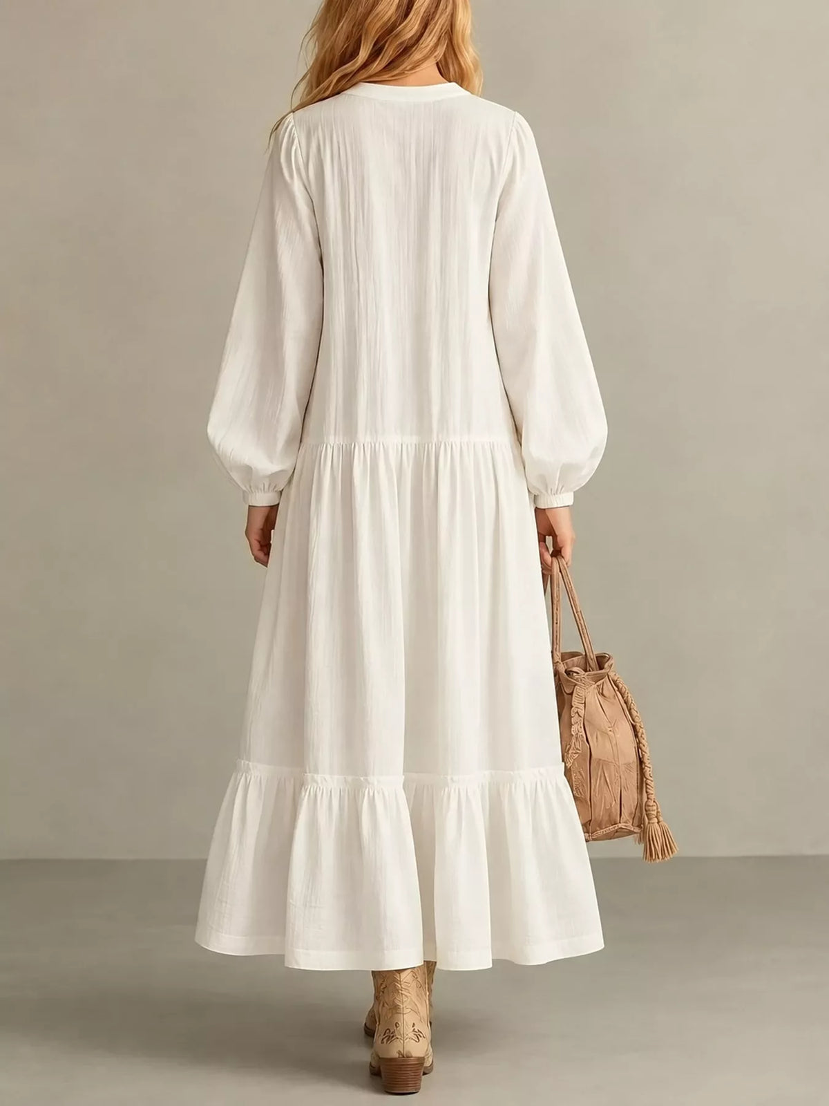 Button Front Tiered Maxi Dress