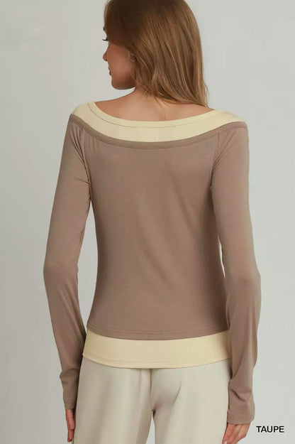 Umgee Layered Twofer Long Sleeve Top