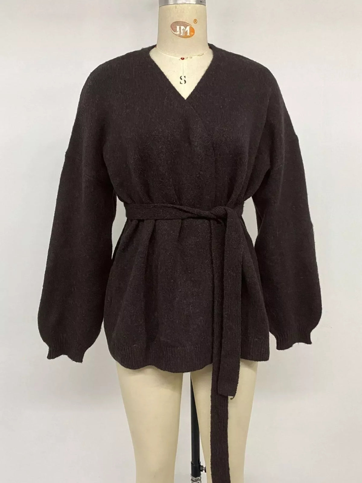 Tie Waist Dropped Shoulder Wrap Cardigan