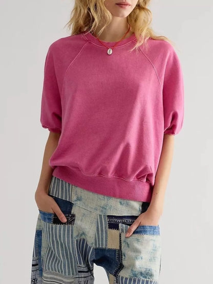 Full Size Raglan Short-Sleeve Sweatshirt Plus Size