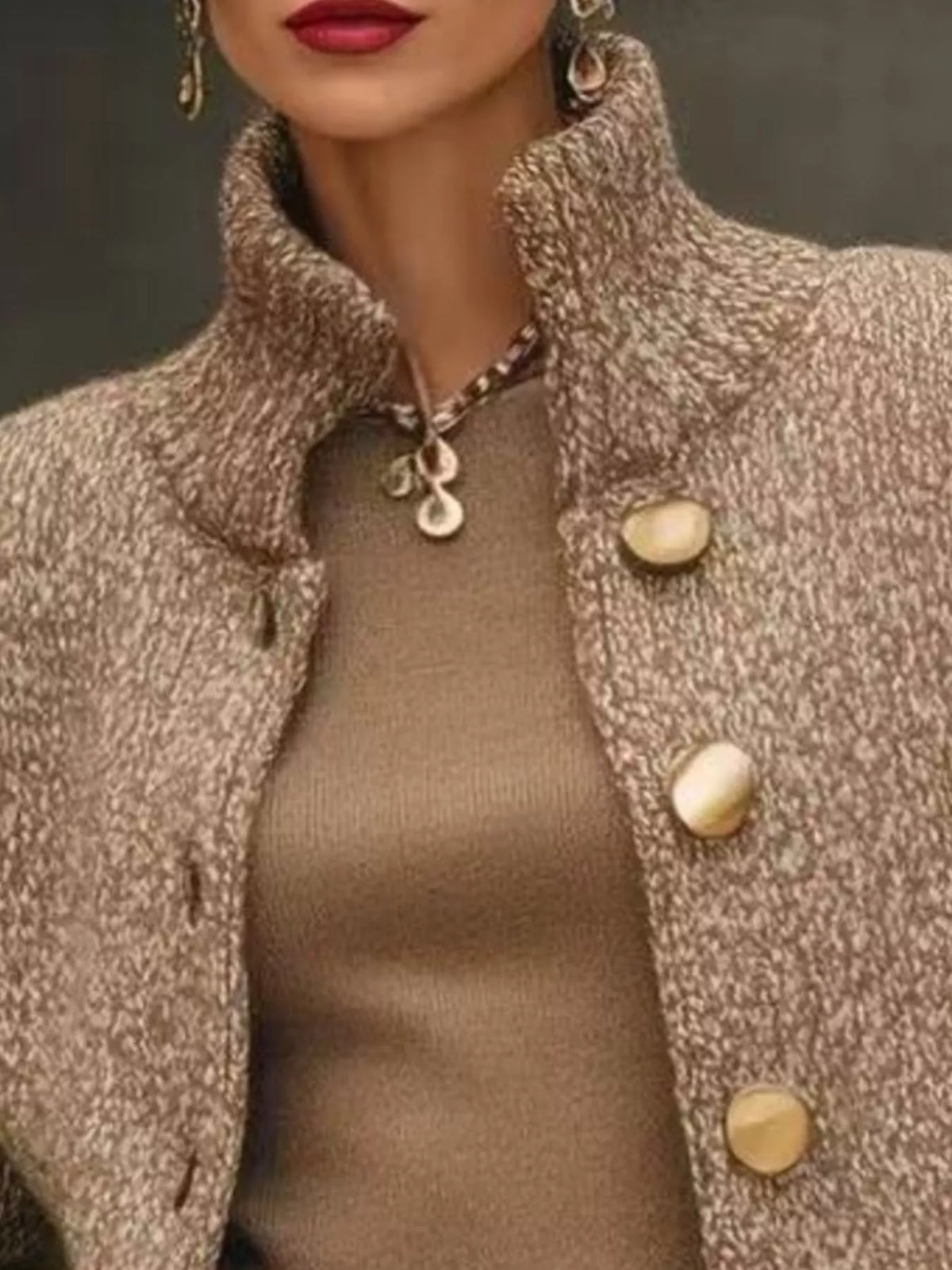 Plus Size Button-Down Long Sleeve Cardigan