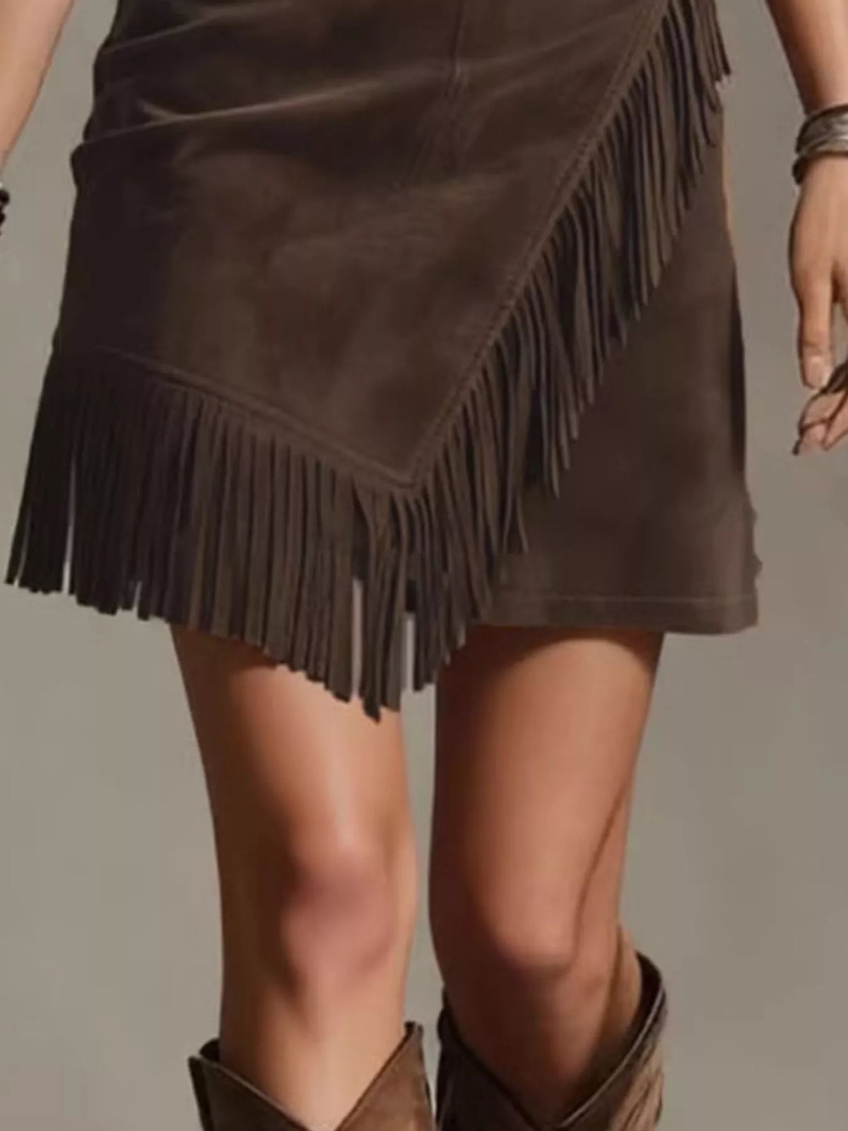 Fringed Wrap Mini Skirt