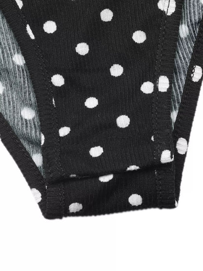 Polka Dot Cutout Long Sleeve Bodysuit