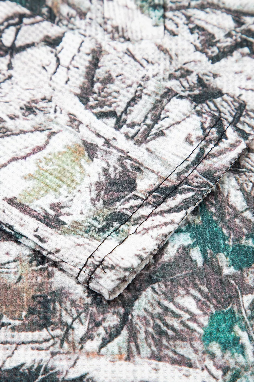 Camo Long Sleeve Top Elastic Waist Shorts Two Piece Set