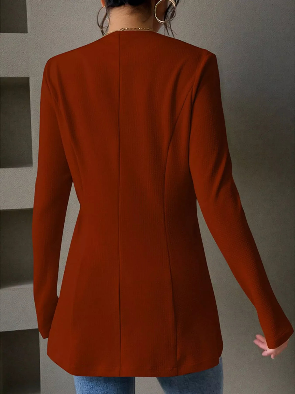 One Button Long Sleeve Blazer