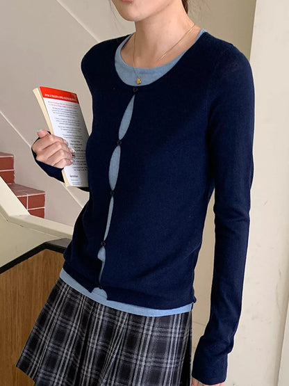 Layered Look Long Sleeve Knit Top