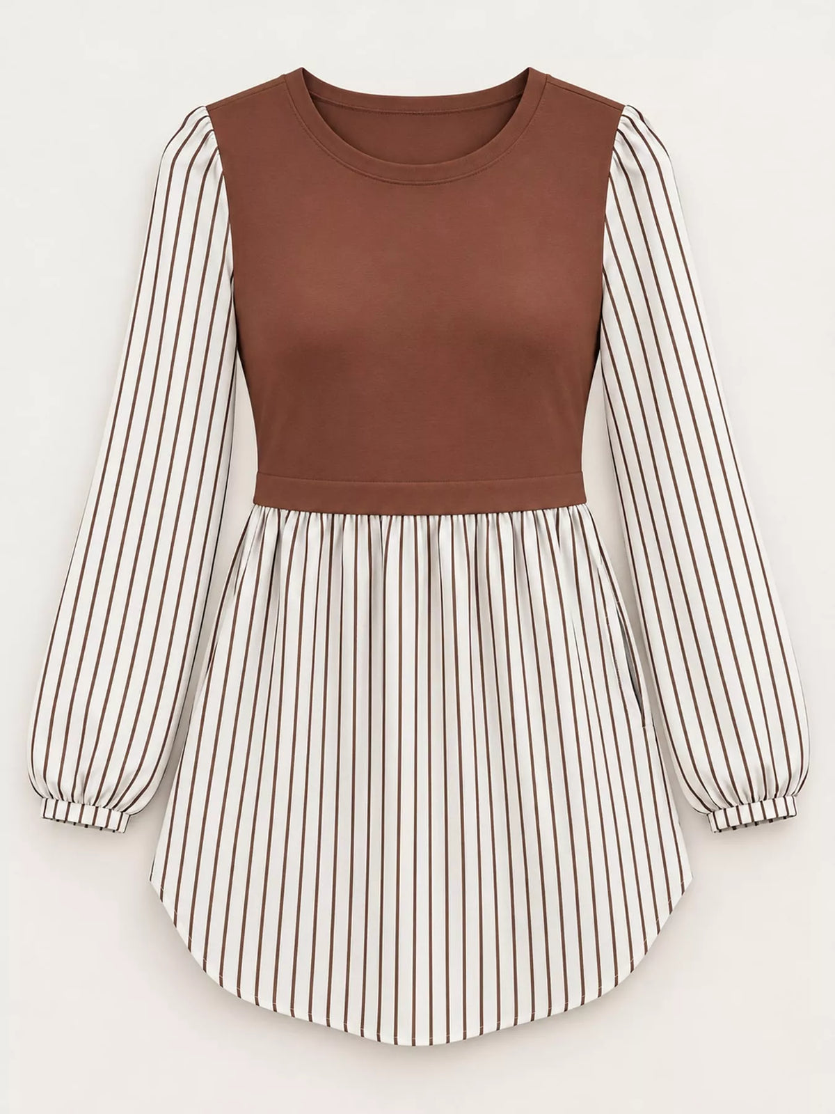 Full Size Striped Long Sleeve Blouse Plus Size
