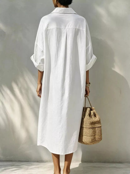Button-Down Long Sleeve Shirt Dress