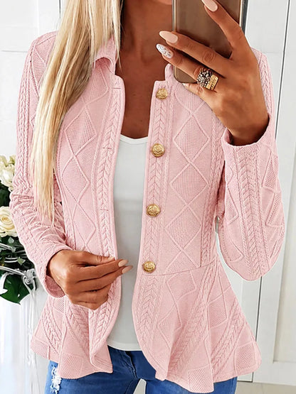 Cable-Knit Button Up Cardigan