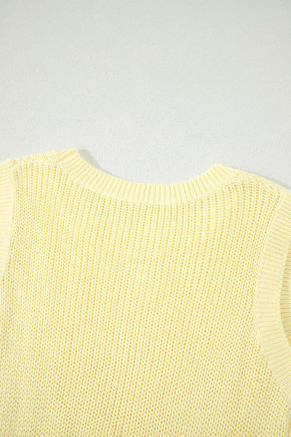 Solid Color Cropped Knit Knot Back Cutout Sweater Tank