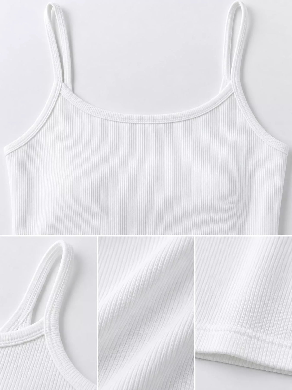 Slim-Fit Ribbed Square Neck Cami Top