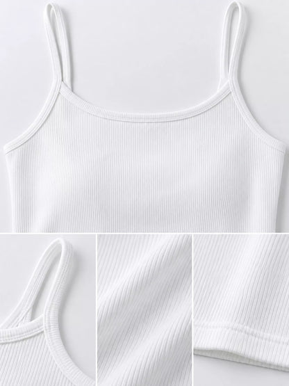 Slim-Fit Ribbed Square Neck Cami Top