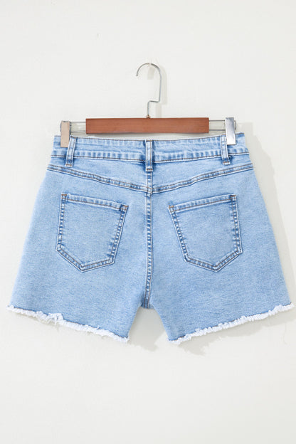 Myosotis High Waist Frayed Denim Shorts
