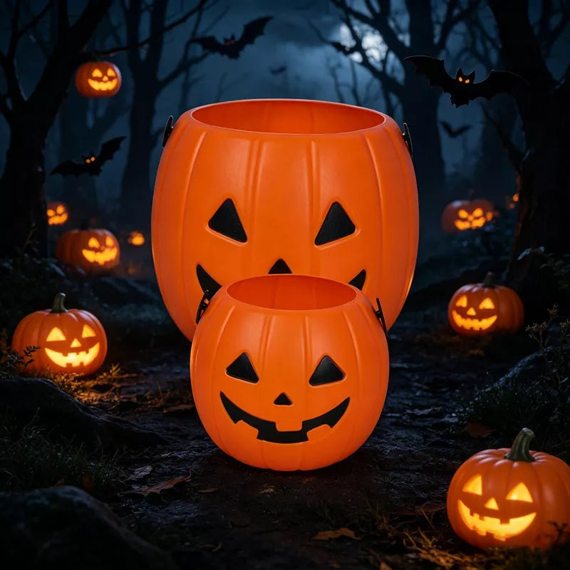 Halloween Decorative Pumpkin Bucket with Handle Set