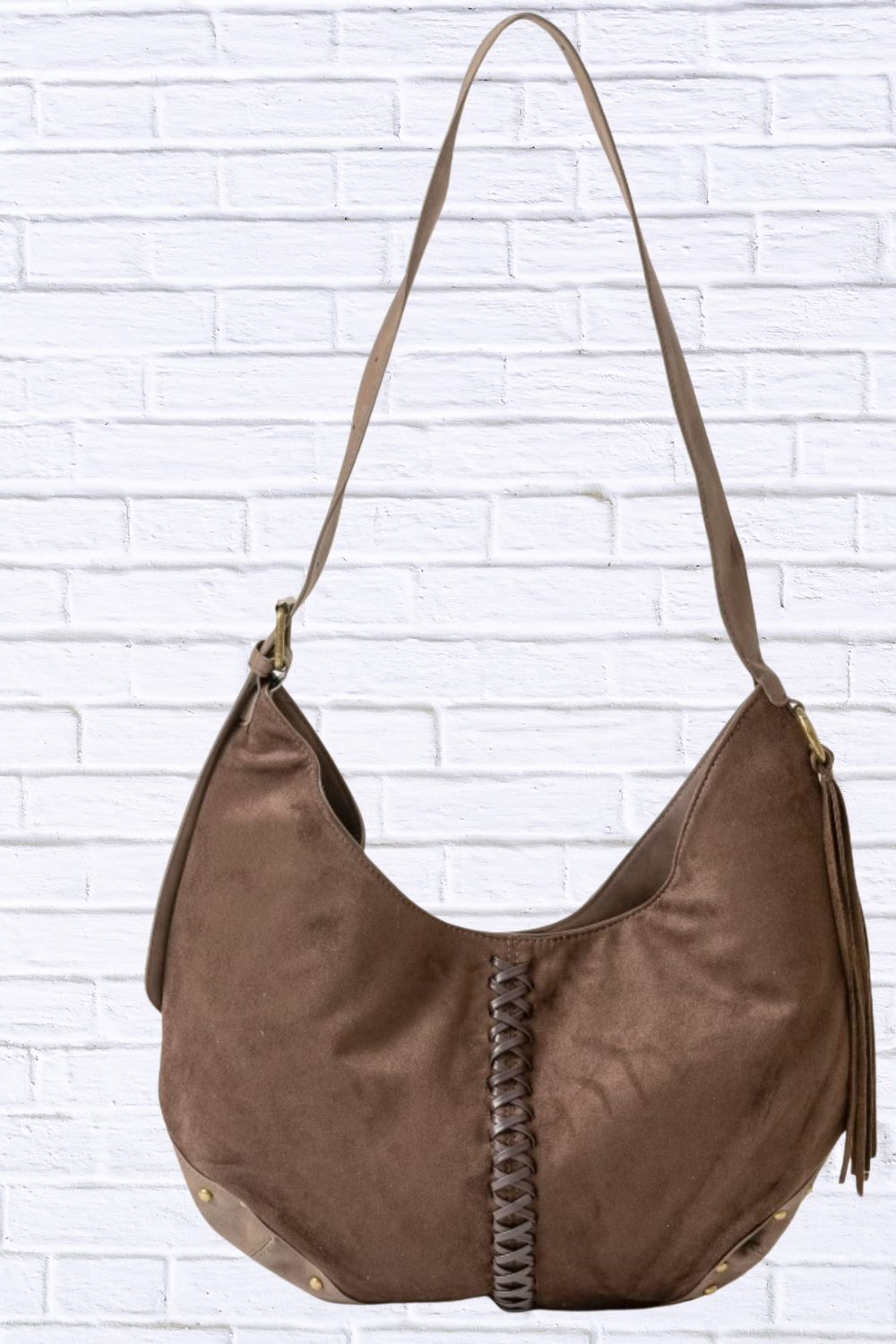 Fame Braided Detail Hobo Shoulder Bag DBR One Size