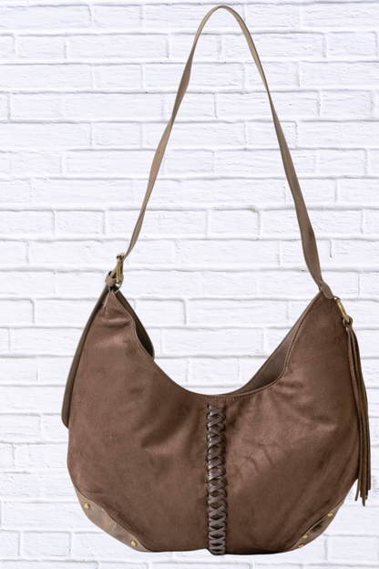Fame Braided Detail Hobo Shoulder Bag DBR One Size