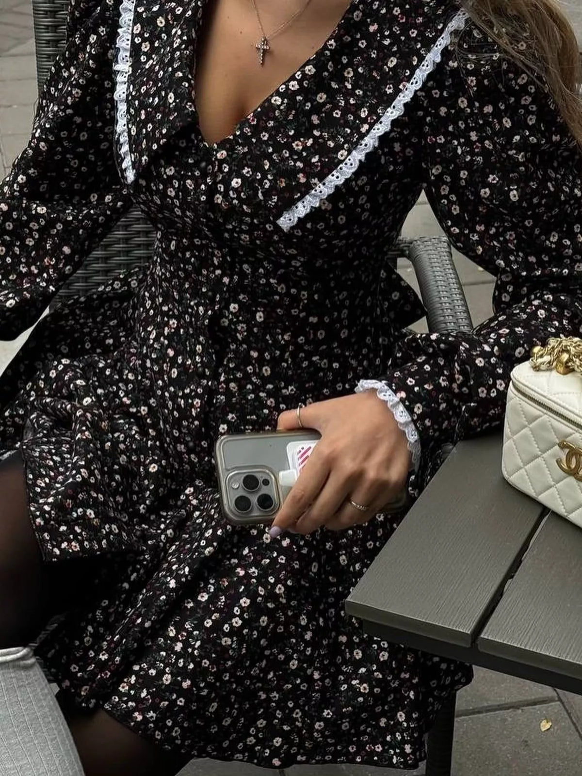 Floral Print Puff Sleeve Button-Down Mini Dress
