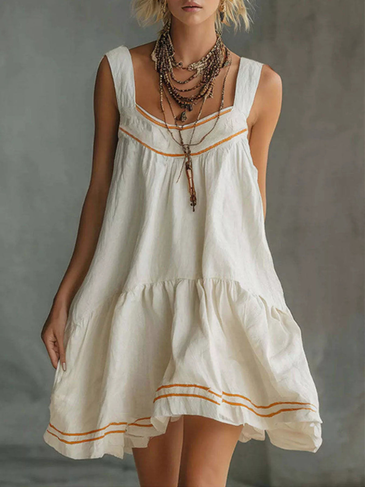 Full Size Sleeveless Tiered Mini Dress Plus Size