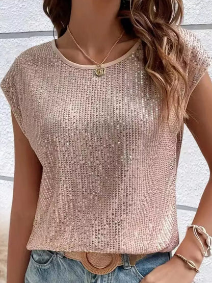 Sequin Round Neck Tank