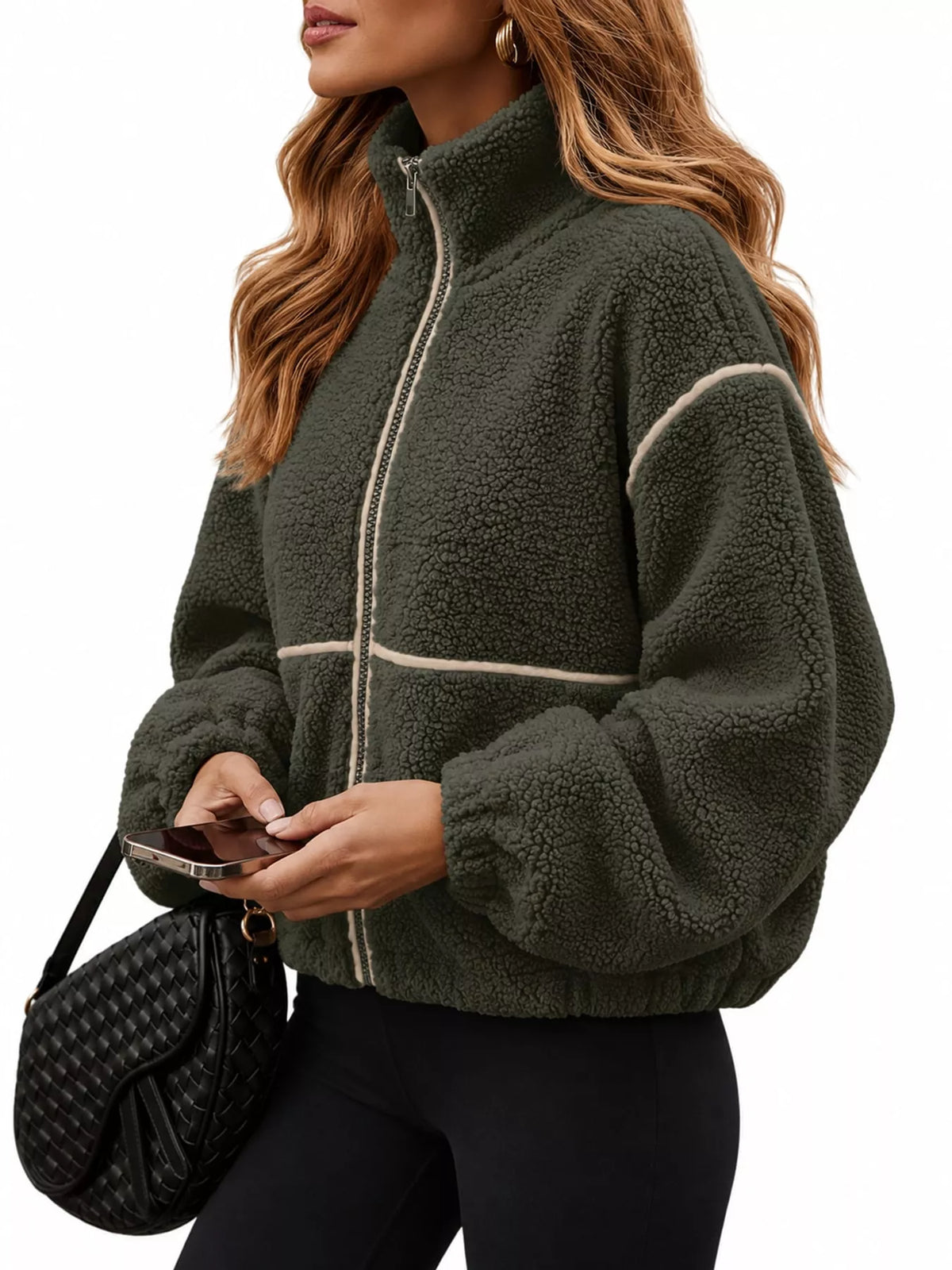 Stand Collar Cozy Sherpa Fleece Zip-Up Jacket