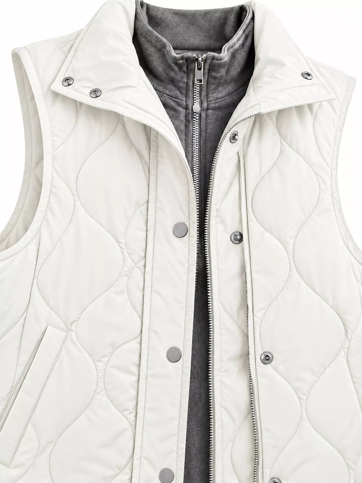 Quilted Snap Button Vest Coat