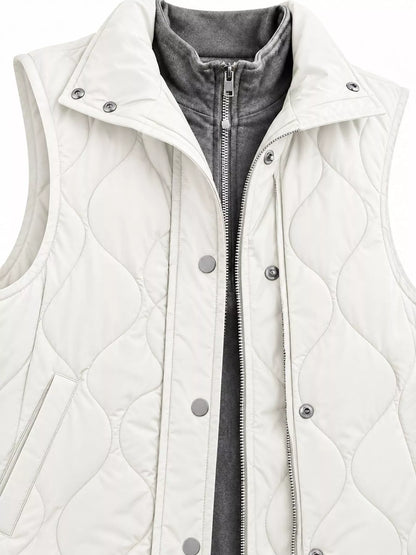 Quilted Snap Button Vest Coat