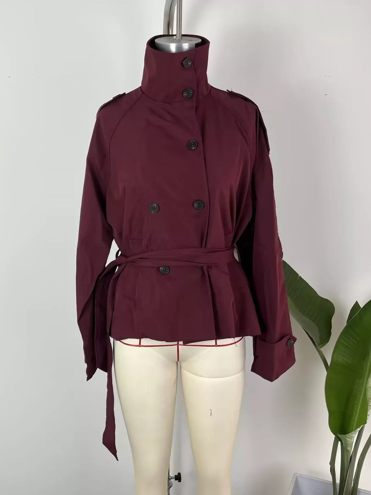 Full Size Double-Breasted Belted Trench Outerwear Plus Size