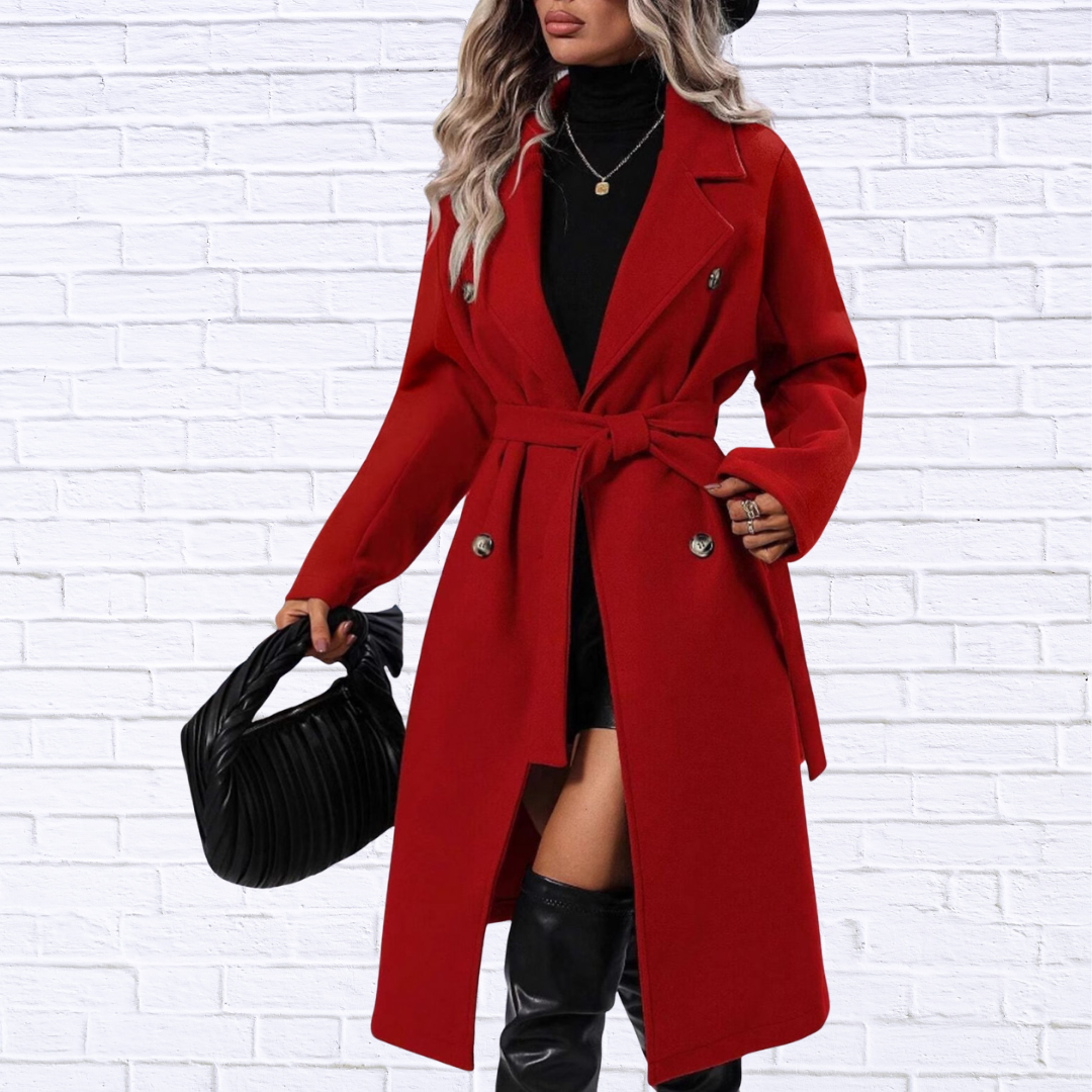Double-Breasted Tie Waist Coat