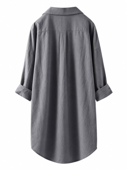 Full Size Casual Button-Down Shirt with Dual Chest Pockets Plus Size
