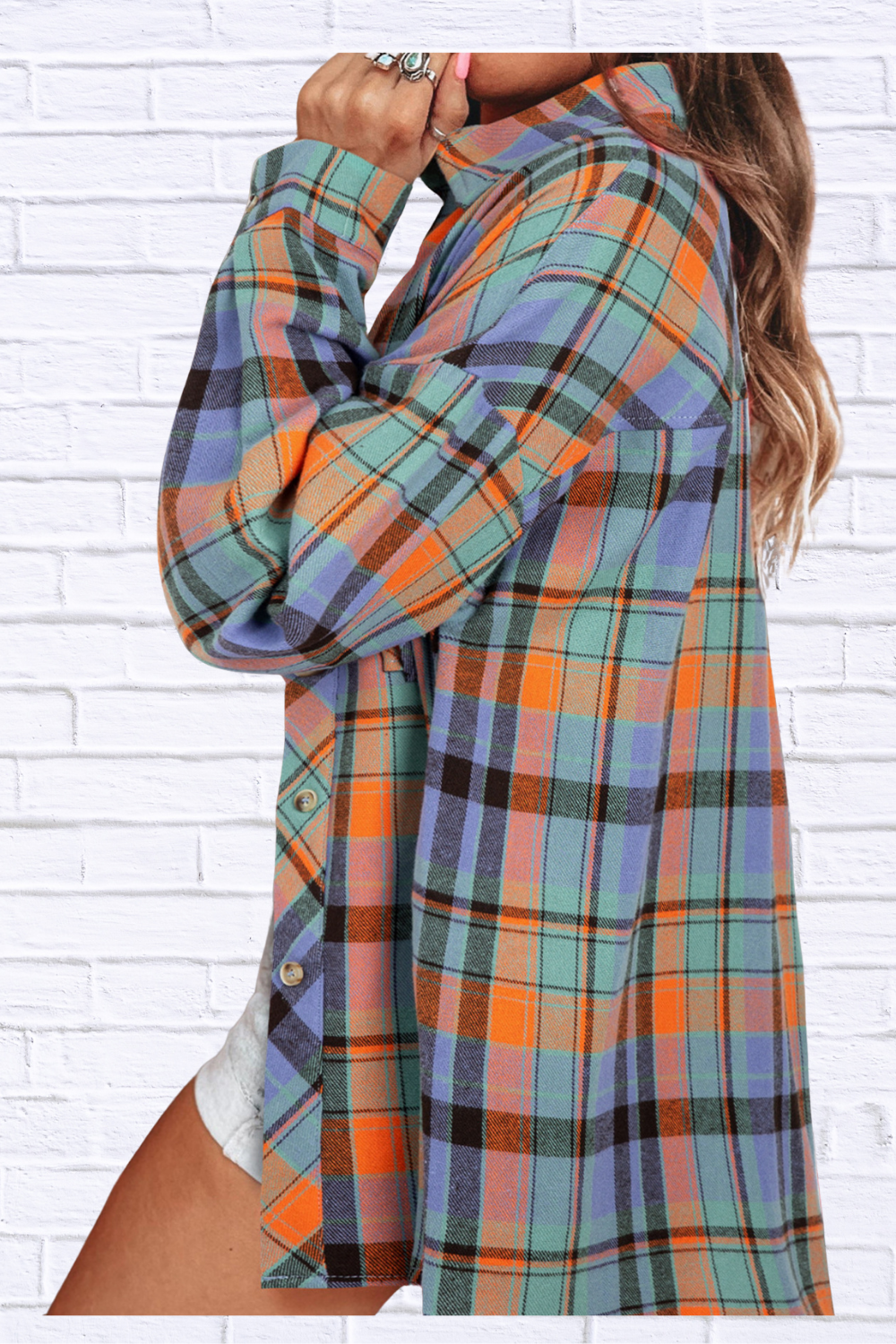 Plaid Button Up Long Sleeve Shirt Blue