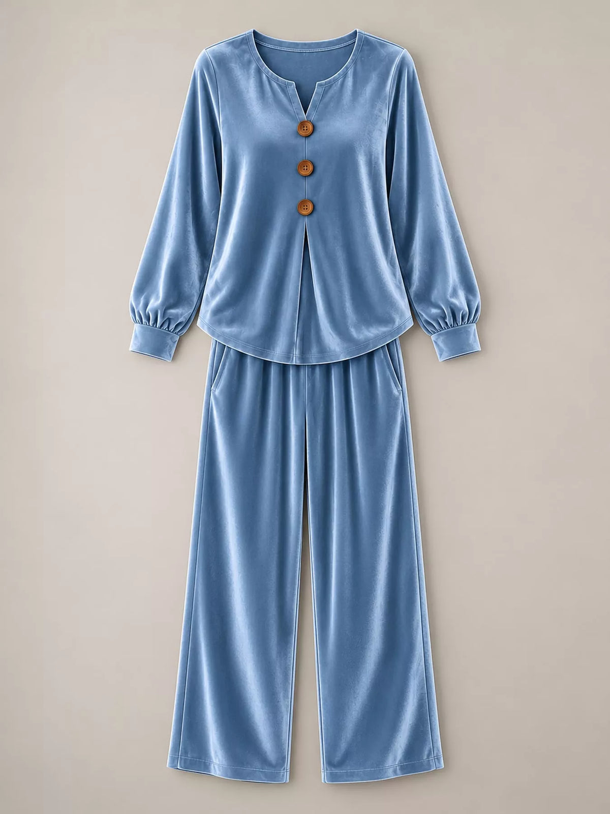 Decorative Button Top and Pants Set