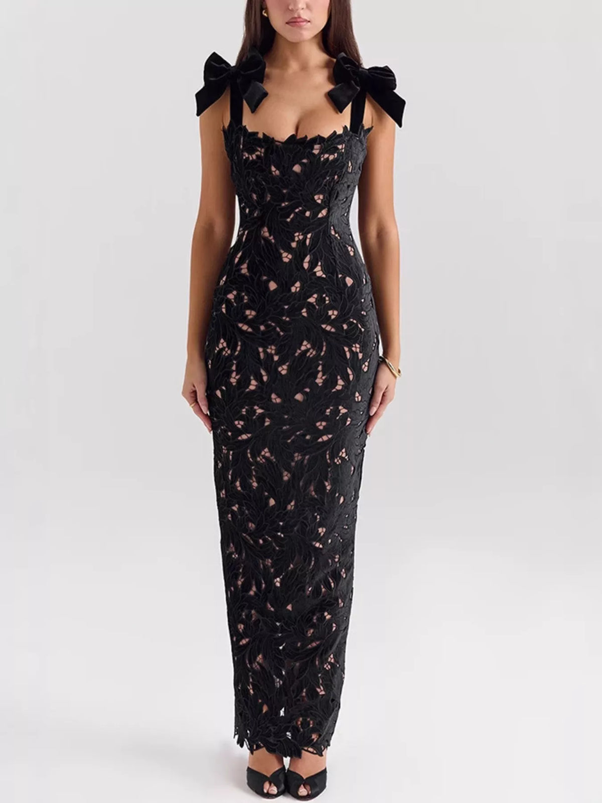 Aira's Slit Tie Shoulder Maxi Dress