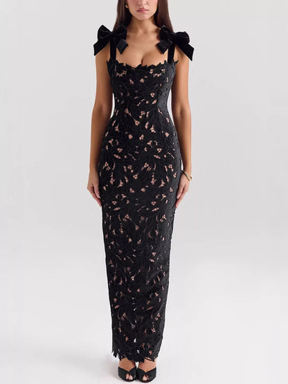 Aira's Slit Tie Shoulder Maxi Dress