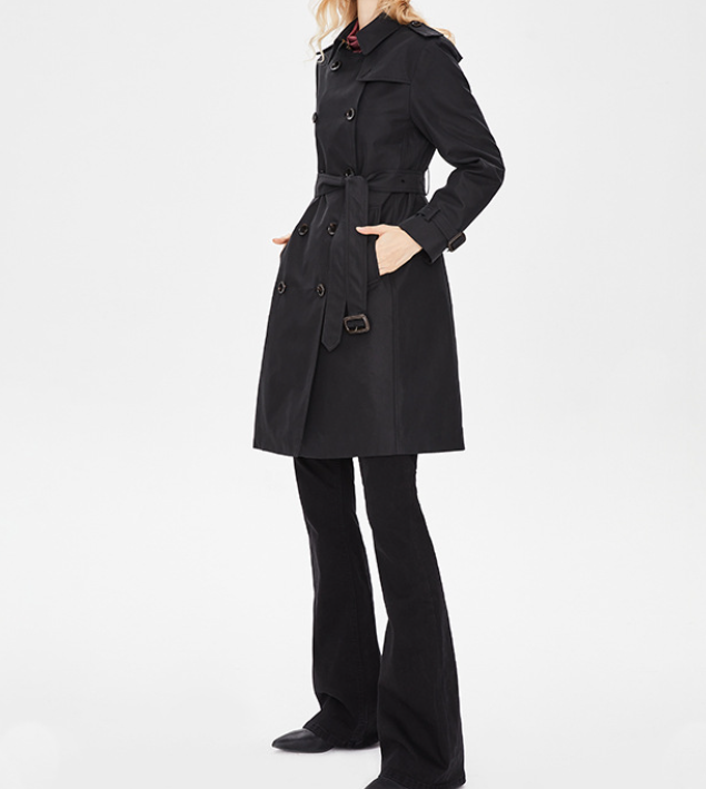 Khaki Double-Breasted Coat Black