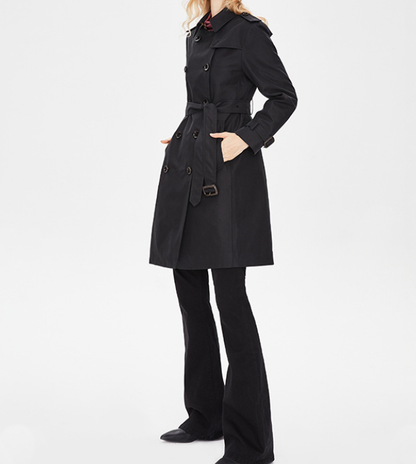Khaki Double-Breasted Coat Black