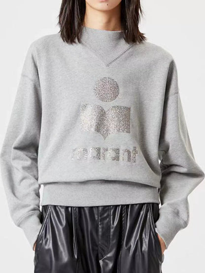 Mock Neck Dropped Shoulder Sweatshirt