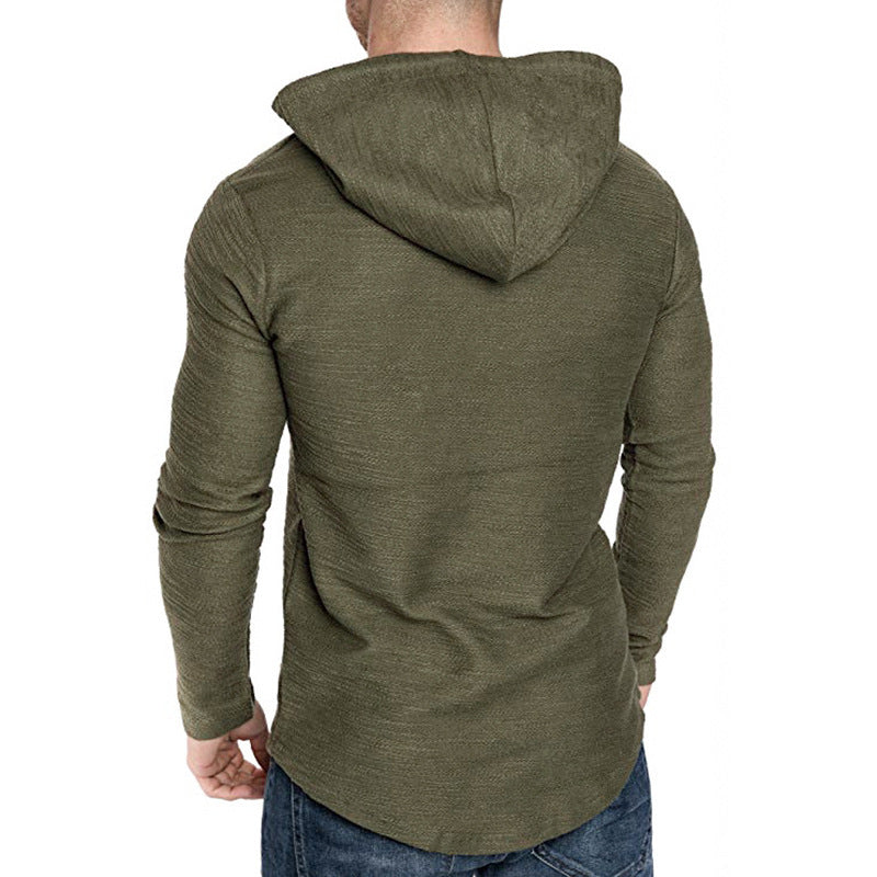 Men's Textured Solid Color High Quality Pullover Hoodies