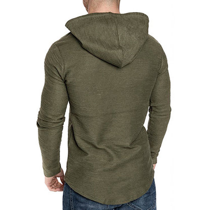 Men's Textured Solid Color High Quality Pullover Hoodies
