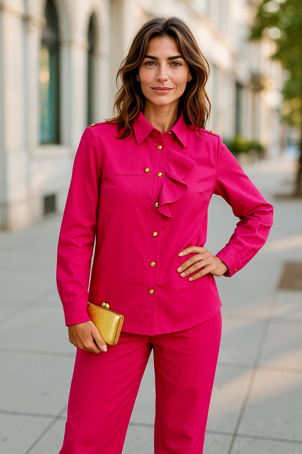 Women’s Hot Pink Long Sleeve Shirt Extra Large